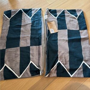West Elm Black, Taupe and Cream Geometric Pillow Cover - Set of 2
